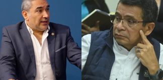 El diputado Luis Aguirre pide disculpas al ministro Miguel Ángel Díaz Bobadilla tras lanzar una llanta durante citación de la bancada CABAL.