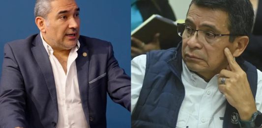 El diputado Luis Aguirre pide disculpas al ministro Miguel Ángel Díaz Bobadilla tras lanzar una llanta durante citación de la bancada CABAL.