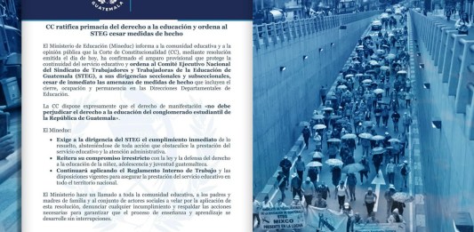 Corte de Constitucionalidad ratifica primacía al derecho a la educación