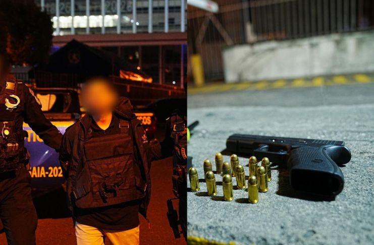 Alias “Disco” es capturado tras ser sorprendido portando un arma de fuego y un chaleco antibalas en la zona 3. Foto La Hora: PNC
