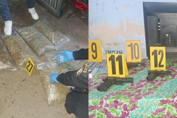 Ilícitos localizados en el allanamiento en San Marcos. Foto La Hora: PNC