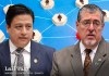 El comisionado Nacional contra la Corrupción, Julio Flores, y el presidente Bernardo Arévalo. Diseño: La Hora / Alejandro Ramírez.