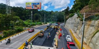 Tráfico lento en carretera a El Salvador con dirección a oriente por trabajos en km 11.5 La Policía Municipal de Tránsito (PMT) de Santa Catarina Pinula reporta tránsito lento en Carretera a El Salvador. Foto La Hora: CIV