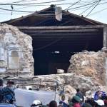 Fachada del templo El Calvario en Santa María de Jesús quedó destruida. Foto La Hora: Daniel Ramírez