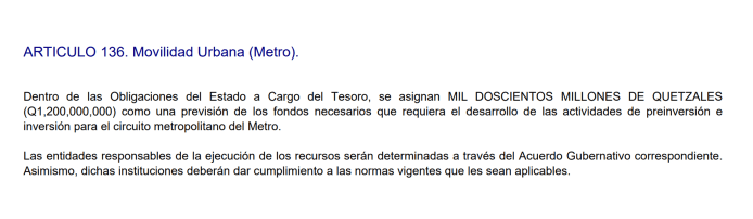 ARTICULO 136. Movilidad Urbana