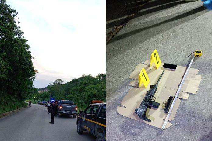 Capturan a dos hombres con vehículo robado y arma ilegal en San Benito, Petén. Foto La Hora: MP