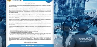 Comunicado de la PNC por desalojo del STEG que se encontraba al rededor del Palacio Nacional. Arte La Hora: Alejandro Ramírez