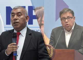 Jefe de la FECI, Rafael Currucichue, y Secretario de Segeplan, Carlos Mendoza.