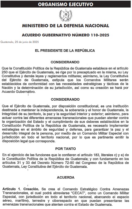 Gobierno crea el Comando Estratégico contra Amenazas Transnacionales (CECAT). Foto La Hora: Mindef.