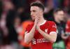 Diogo Jota del Liverpool reacciona tras el partido de ida de los cuartos de final de la UEFA Europa League entre el Liverpool FC y el BC Atalanta, en Liverpool, Reino Unido, el 11 de abril de 2024 (reeditado el 3 de julio de 2025). Jota falleció en un accidente de coche en España junto con su hermano Andre Silva el 3 de julio de 2025. Foto La Hora: EFE.
