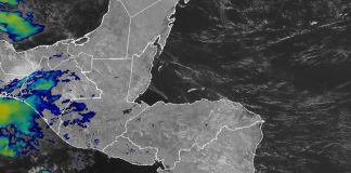 Imagen satelital que muestra la reducción de lluvia en el territorio nacional. Foto La Hora: Conred
