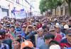 Ex Patrulleros de Autodefensa Civil manifiestan frente al Congreso de la República en demanda de indemnización.