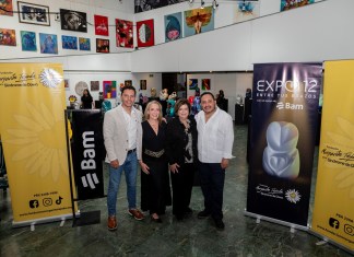 De izquierda a derecha: Carlos Prado, gerente de marca Bam; María Olga Díaz de Rojas, presidenta de la Fundación Margarita Tejada; Teresa de Basterrechea, directora ejecutiva de la Fundación Margarita Tejada; Jose Maria Maza, curador y museógrafo de la exposición. Foto: Cortesía de Bam