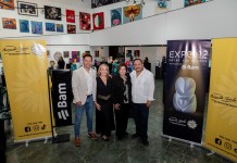 «Entre tus brazos», la exposición de Arte Expo12 de Fundación Margarita Tejada que apoya Bam De izquierda a derecha: Carlos Prado, gerente de marca Bam; María Olga Díaz de Rojas, presidenta de la Fundación Margarita Tejada; Teresa de Basterrechea, directora ejecutiva de la Fundación Margarita Tejada; Jose Maria Maza, curador y museógrafo de la exposición. Foto: Cortesía de Bam