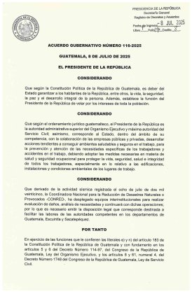Acuerdo Gubernativo Número 116-2025