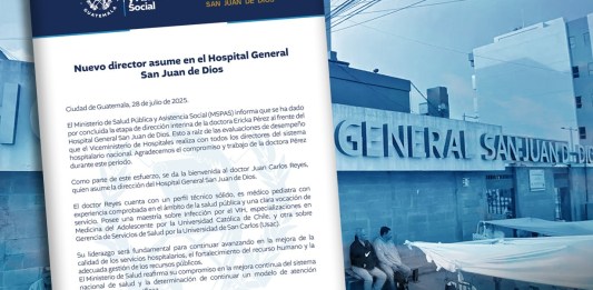Juan Carlos Reyes asume como nuevo Director Hospital General San Juan de Dios. Foto La Hora: MSPAS.
