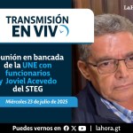 Reunión en bancada de la UNE con funcionarios y Joviel Acevedo del STEG. Foto La Hora: Fabricio Alonzo.