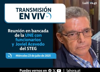 Reunión en bancada de la UNE con funcionarios y Joviel Acevedo del STEG. Foto La Hora: Fabricio Alonzo.