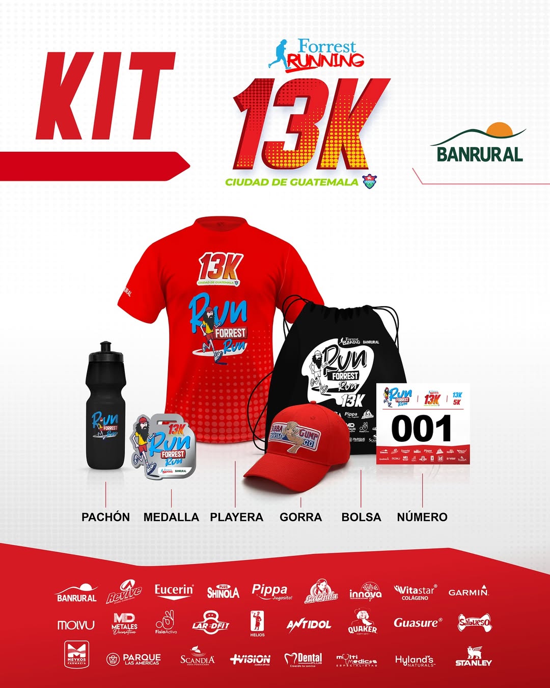 Kit de participación para Forrest Running13 K Arte: Forrest Running.