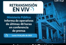 Retransmisión: Ministerio Público informa de operativos de últimas 48 horas en conferencia de prensa Retransmisión: Ministerio Público informa de operativos de últimas 48 horas en conferencia de prensa. Foto La Hora: MP.