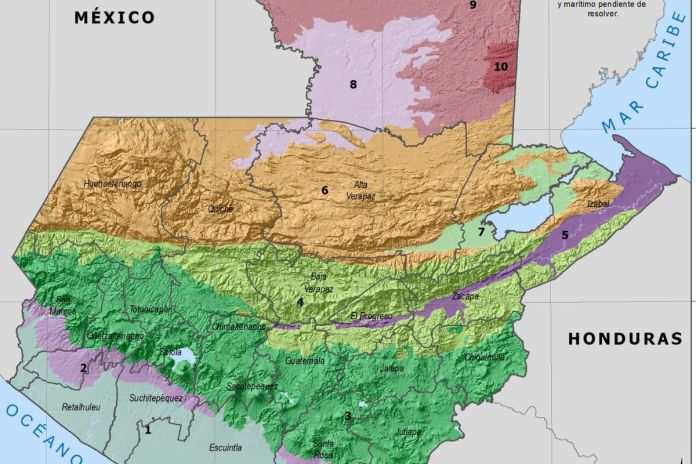 Mapa de regiones fisiograficas de las fallas geologicas de Guatemala. Imagen La Hora: URL