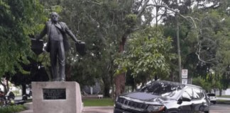 Contra el monumento a Miguel Ángel Asturias: vehículo con placas salvadoreñas protagoniza accidente en la Reforma Monumento Miguel Ángel Asturias