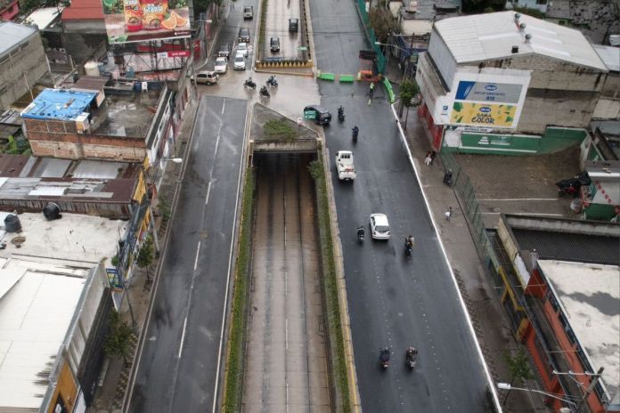 Fotografía aérea de la zona donde se encuentran realizando los trabajos de la calle Martí. Foto La Hora: Muniguate