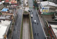 Fotografía aérea de la zona donde se encuentran realizando los trabajos de la calle Martí. Foto La Hora: Muniguate