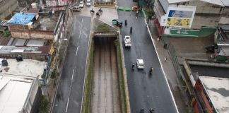 Fotografía aérea de la zona donde se encuentran realizando los trabajos de la calle Martí. Foto La Hora: Muniguate
