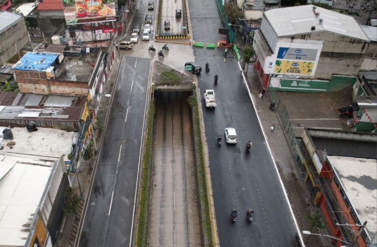 Fotografía aérea de la zona donde se encuentran realizando los trabajos de la calle Martí. Foto La Hora: Muniguate