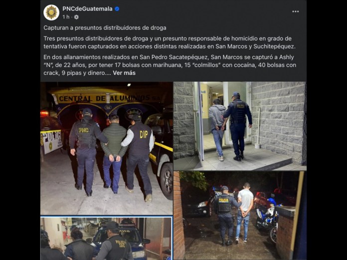 Operativos en San Marcos y Suchitepequéz. Foto La Hora: Captura de Pantalla PNC.