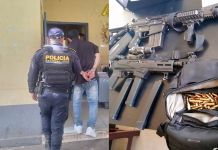 Hombre capturado por amenazar vecinos de Jutiapa con armas de fuego ilegales. Foto La Hora: PNC