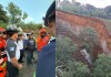Socorristas de diferentes compañías hacen trabajos de búsqueda tras que una personas quedará soterrada en la aldea El Tablón, Bárcenas, Villa Nueva.