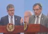 El ministro Joaquín Barnoya y el viceministro Edgar González, explican que la apertura de farmacias de Proam es una solución a corto plazo para el acceso fácil a medicamentos.