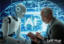 Representación de una Inteligencia Artificial (IA) siendo analizado de manera psicológica. Arte La Hora: Alejandro Ramírez