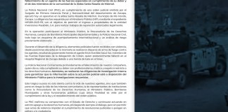 PNC fija su postura ante los hechos suscitados en Río Hondo, Zacapa, que dejó a tres fallecidos.