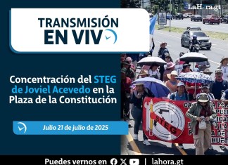 Concentración del STEG de Joviel Acevedo en la Plaza de la Constitución. Foto La Hora: José Orozco.