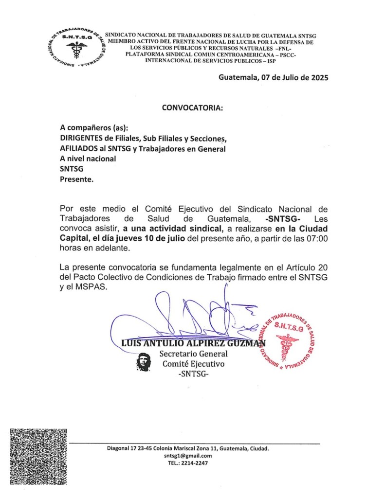 Circular del Sindicato de Salud