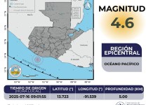 Insivumeh reporta sismo de 4.6 grados en el océano Pacífico, en las costas de Escuintla