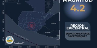 Sismos de 3.8 y 4.2 son reportados en el departamento de Sacatepéquez este jueves