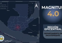 Sismo de 4.0 sacude al departamento de Sacatepéquez la noche de este sábado