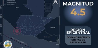 Insivumeh reporta sismo de 4.5 en las costas de Retalhuleu