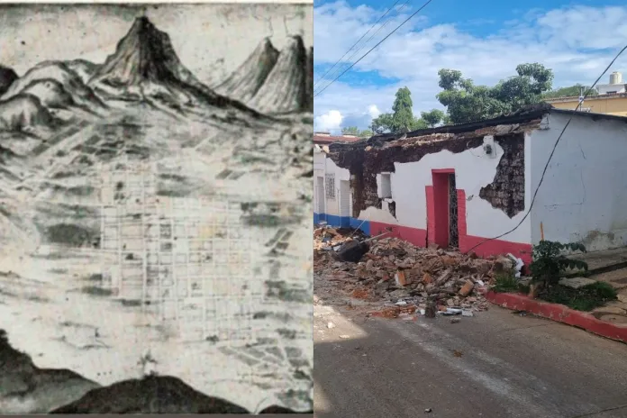 Terremoto de Santa Marta que destruyo antigua Imagen del libro Santiago de Guatemala en vísperas del terremoto de Santa Marta y daños reportados por los sismos de este martes. Foto La Hora: Cortesía