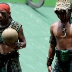 Jugadores de Pelota Maya. Foto La Hora: Ministerio de Cultura y Deporte
