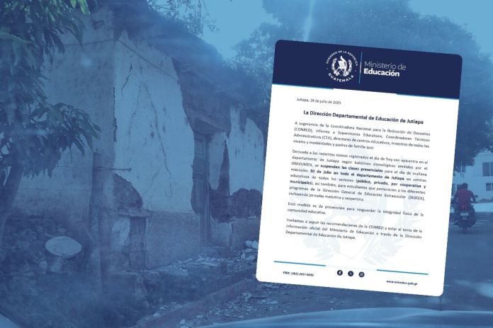 Tras fuertes sismos registrados, suspenden clases presenciales Jutiapa. Foto La Hora: Dirección Departamental de Educación de Jutiapa
