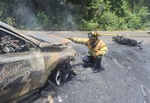 Accidente de tránsito en carretera a El Salvador. Foto La Hora: Bomberos Voluntarios