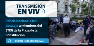 La Hora traslada en vivo el operativo para desalojar el Sindicato de Trabajadores de la Educación de Guatemala (STEG) del Palacio. Diseño La Hora: Alejandro Ramírez
