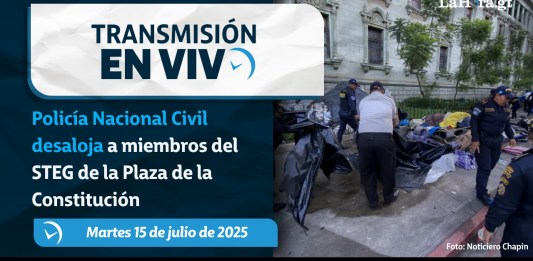 La Hora traslada en vivo el operativo para desalojar el Sindicato de Trabajadores de la Educación de Guatemala (STEG) del Palacio. Diseño La Hora: Alejandro Ramírez