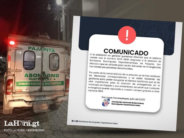 ASONBOMD denuncia robo del número de emergencias de la estacióon ubicada en Pajapita, San Marcos.