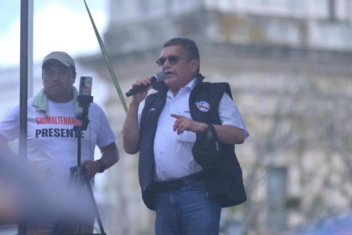 Los integrantes del Sindicato de Trabajadores de la Educación de Guatemala (STEG), liderados por Joviel Acevedo, fueron sancionados de nuevo. Foto La Hora: Fabricio Alonzo